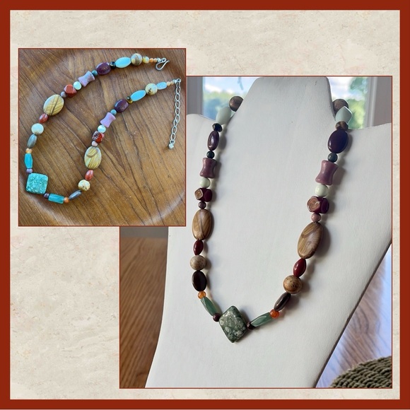 Jay King Jewelry - Jay King 925 Multicolor Semiprecious Gemstone Necklace Smooth Symmetrical Shapes